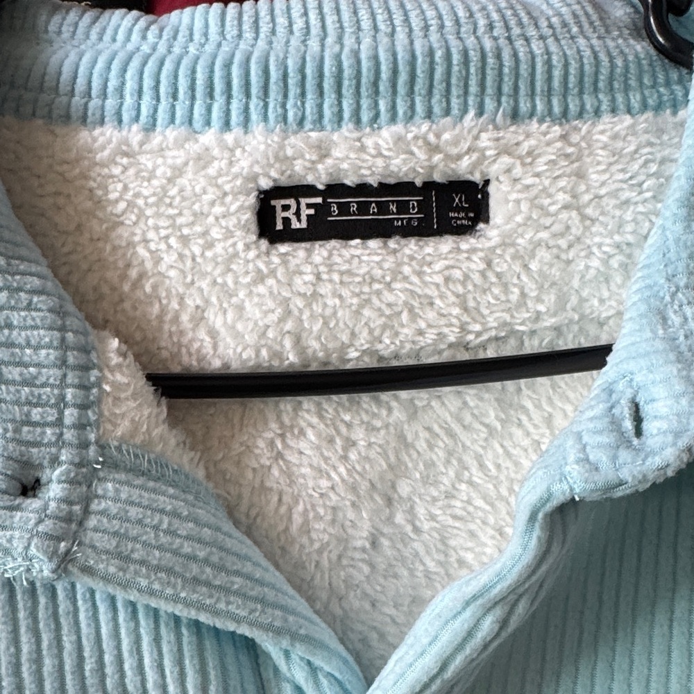 Men's Light Blue Corduroy Shirt Jacket with Sherpa Lining